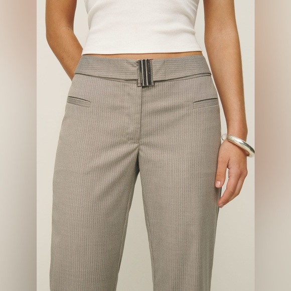 Reformation low rise Cherie Pant ‘Shitake Stripe’ size 10 - Picture 3 of 6